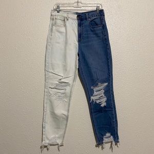 Half Bleached AE Mom Jeans